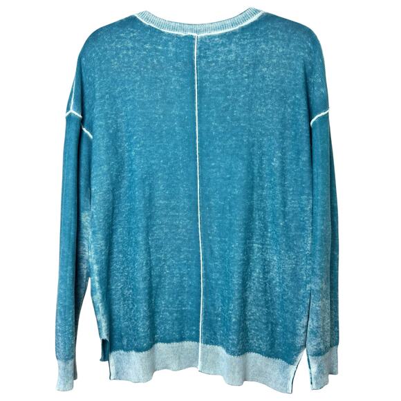 Sundance CeCe V-Neck Lightweight Cotton Sweater Boho Faded Turquoise Size Small - Picture 8 of 9